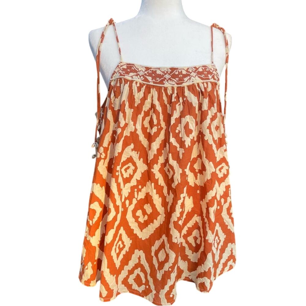 Brown Flowing Tank Top Ties Pattern Shells New! Small Haute Hippie